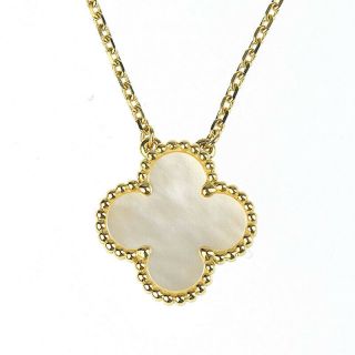 Van Cleef & Arpels Vintage alhambra 18K Yellow Gold white shell Cleaned Nec. 2