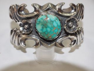 Vintage Navajo Royston Turquoise Cuff Bracelet Sterling Silver