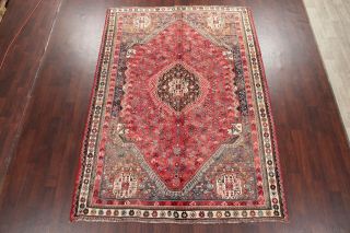 Antique Geometric Tribal Abadeh Area Rug FADED Hand - Knotted Oriental WOOL 7 ' x10 ' 3