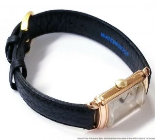 Rolex Mens Vintage Curved Art Deco Rectangular 14k Rose Gold Chronometer Watch 12