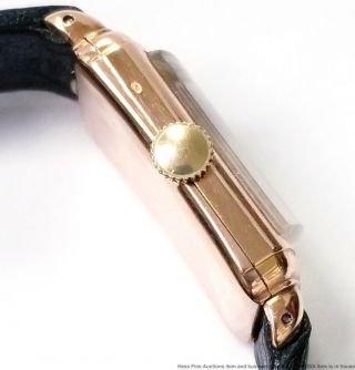 Rolex Mens Vintage Curved Art Deco Rectangular 14k Rose Gold Chronometer Watch 7