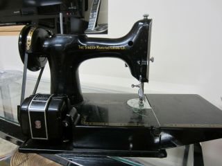 Vintage 1950 Singer Featherweight 221 - 1 Sewing Machine W/case,  Many Attachments