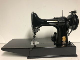 Vintage Singer Sewing Machine Model 221 Featherweight W/case & Accessories