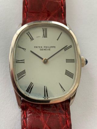 Patek Philippe Mens 18k White Gold Elipse Vintage Wristwatch Reference 3546