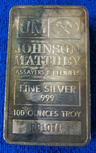 Vintage 100 oz Silver Bar - Johnson Matthey WITH matching box 3