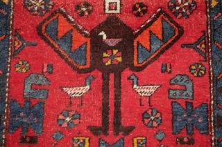 Antiques Geometric Red Tribal Heriz Runner Rug Hand - Knotted Oriental Carpet 3x10