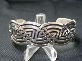 Estate Vintage Celtic Knot Sterling Silver Cuff Bracelet,  Big Wrist G2