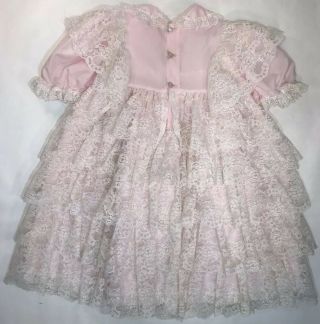 Vintage Pink and White Lace Ruffle Tiered Dress Toddler Girl’s Size 4 Pageant 2