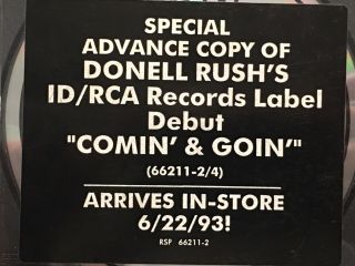 DONELL RUSH - “COMIN’ & GOIN’” PROMO ADVANCE RARE 1993 JACK SWING 11 TRK CD 8