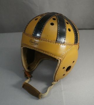 OUTSTANDING LATE 1930 ' S - 40 ' S RAWLINGS LEATHER FOOTBALL HELMET 10