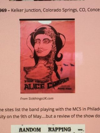 Alice Cooper Kelker Poster.  Cool And Vintage