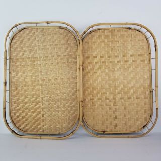 Vintage Bamboo Trays Tiki Bar Bed TV Serving 14 Large Plus 4 Small Rattan 2