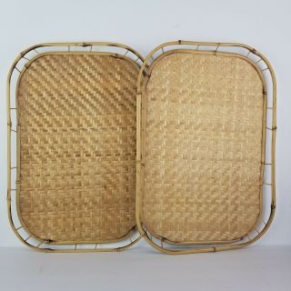 Vintage Bamboo Trays Tiki Bar Bed TV Serving 14 Large Plus 4 Small Rattan 5