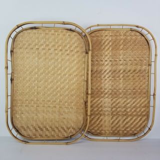 Vintage Bamboo Trays Tiki Bar Bed TV Serving 14 Large Plus 4 Small Rattan 7