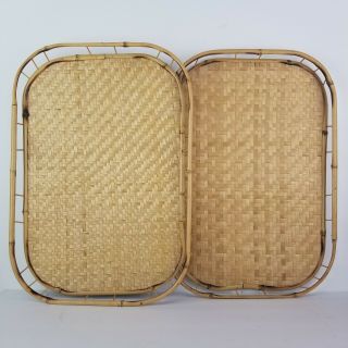 Vintage Bamboo Trays Tiki Bar Bed TV Serving 14 Large Plus 4 Small Rattan 8