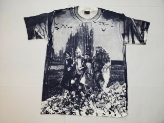 Vtg Rare 3d The Wizard Of Oz T Shirt All Over Print 90s Movie Promo Size Large
