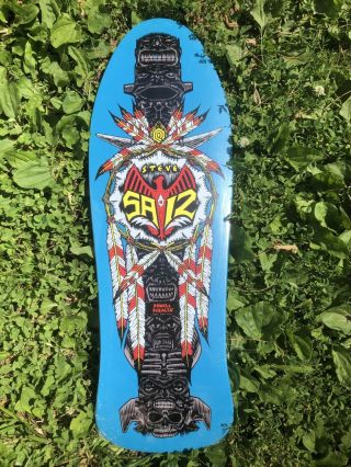 Vintage Nos 1989 Powell Peralta Steve Saiz Totem Skateboard Deck Blue