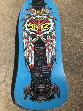 Vintage NOS 1989 Powell Peralta Steve Saiz Totem Skateboard Deck Blue 7