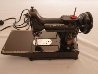 Antique Singer Electric Sewing Machine.  Model 222k Featherweight Portable