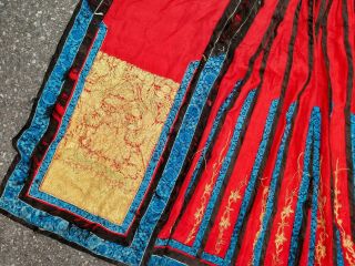 ANTIQUE CHINESE EMBROIDERED SILK SKIRT GOLD THREAD RARE 2