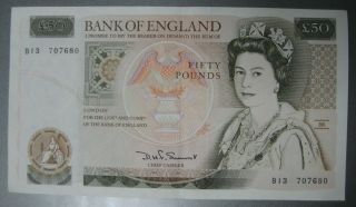 Vintage Uk £50 Fifty Pound D H F Somerset Banknote (1981) In Xf