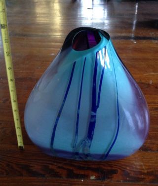 Huge Paladino Hansen Hand Blown Vintage Art Glass Vase Signed 1980s Rare Htf