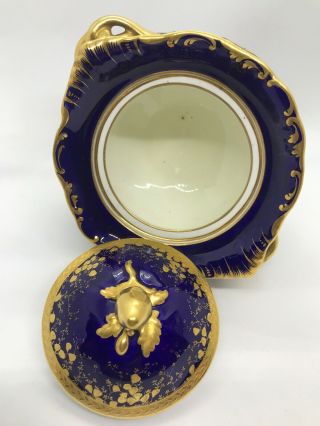 RARE Minton England Majestic Blue & Heavy Gold Encrusted Creamer & Sugar Bowl 6