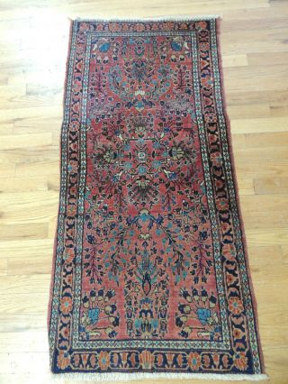 Persian 2x4 small Antique Sarough Oriental Area Rug Carpet Red/Blue Sarouk 2