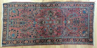 Persian 2x4 small Antique Sarough Oriental Area Rug Carpet Red/Blue Sarouk 3