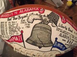 Rare 1982 Alabama Bear Bryant Signed Liberty Bowl Football Autographed