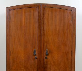 Vintage Art Deco Compactum Wardrobe Arched Marquetry Gents Armoire Fitted 11