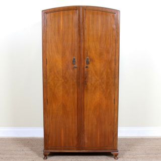 Vintage Art Deco Compactum Wardrobe Arched Marquetry Gents Armoire Fitted 2