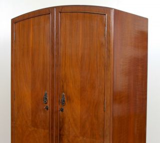 Vintage Art Deco Compactum Wardrobe Arched Marquetry Gents Armoire Fitted 8