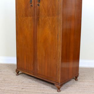 Vintage Art Deco Compactum Wardrobe Arched Marquetry Gents Armoire Fitted 9
