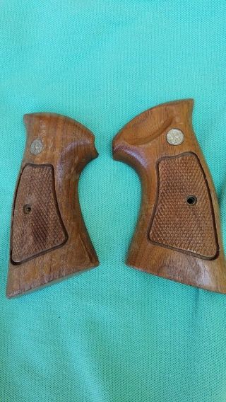 Vintage Orig S&w Smith Wesson " N " Frame Target Wood Grips Shooter Grade