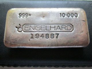 Engelhard 10 Oz Silver Bar With Linen Pattern Back 999 Rarely Seen