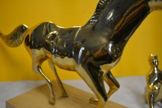Vintage Brass Horse Racing w/Jockey Statue Art Sculpture Memorabilia Equestrian 11