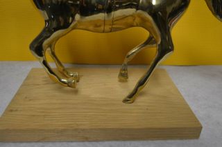 Vintage Brass Horse Racing w/Jockey Statue Art Sculpture Memorabilia Equestrian 6