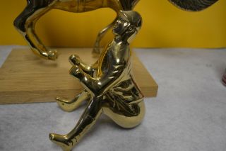 Vintage Brass Horse Racing w/Jockey Statue Art Sculpture Memorabilia Equestrian 9
