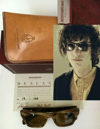 Rare Jacques Marie Mage Dealan Bark Horn Sunglasses 100 Made Bob Dylan Inspired