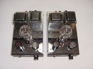 2 Vintage Asusa K1011 300B JAN 6SN7GT Matched Chrome Mono Tube Amplifier Pair 9