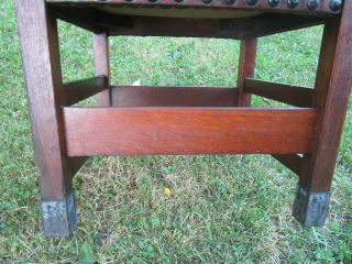 Antique Oak Mission Arts Craft GUSTAV STICKLEY Leather Seat Chair 6
