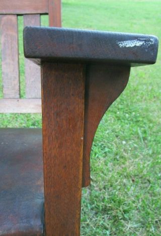 Antique Oak Mission Arts Craft GUSTAV STICKLEY Leather Seat Chair 8