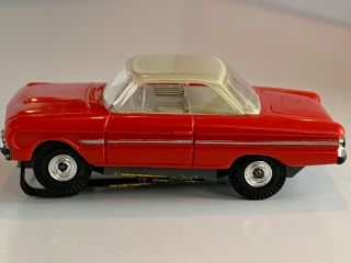 Vintage Aurora Thunderjet 500 1963 Ford Falcon HO Slot Car RED/TAN/TAN RARE 2