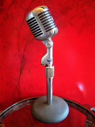 Vintage 1954 Shure 55 S Dynamic Cardioid Microphone Old Elvis W Atlas Ds - 7 Stand