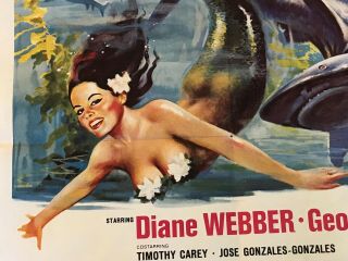 Vintage Mermaids Of Tiburon 1962 Movie Poster Diane Webber