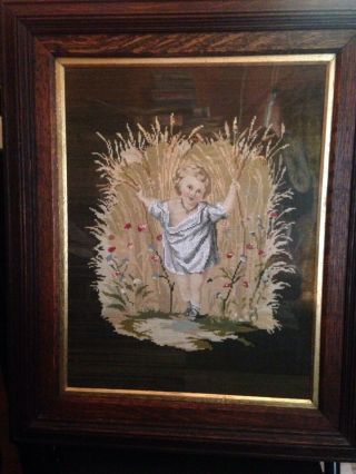Gorgeous Antique Victorian Beadwork Needlepoint Framed The Sweetest