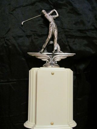 Vintage 1950s Weidlich Silverplate Golf Trophy Plaskon Bakelite Deco Style 23