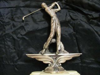 Vintage 1950s Weidlich Silverplate Golf Trophy Plaskon Bakelite Deco Style 23 6