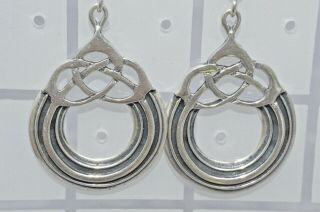 Vintage Sterling Silver Scottish Ola Gorie Round Celtic Earrings